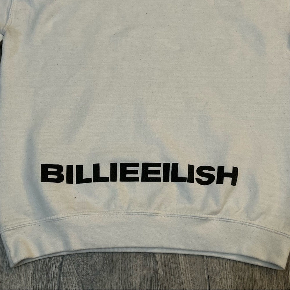 Billie Eilish OG Hanging Blohsh Merch Rare Vtg White Gildan Hoodie Size Small - Picture 6 of 8